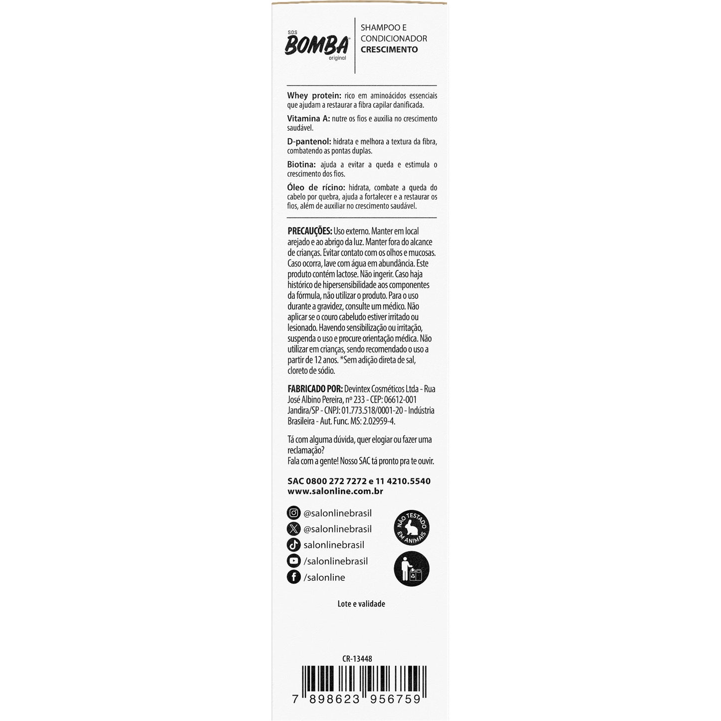SALON LINE - S.O.S Bomba Original Original Shampoo & Conditioner Kit (200ml x 2)