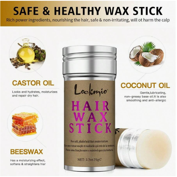 Hair Wax Stick 75g - Pomade Stick With Castor Oil For Frizz Control