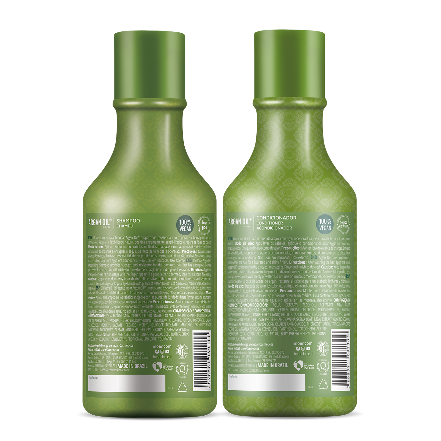 Inoar Argan Oil Shampoo + Conditioner Kit (250ml x 2) Nourishment & Shine with Argan Oil