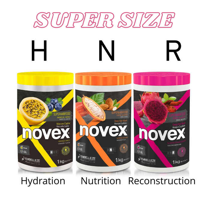 Novex Super Hair Food Capillary Schedule - Hydration, Nutrition, and Reconstruction Mask (3 hair mask x 1kg)