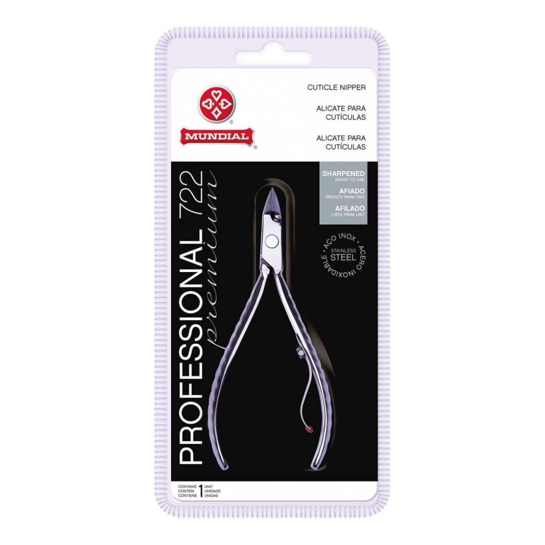 Mundial Professional Cuticle Nipper 722-PR - High Precision Stainless Steel, Salon Quality, Ergonomic Handle