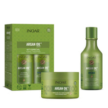 Load image into Gallery viewer, Inoar Argan Oil System Kit - Shampoo, Conditioner, Mask and Leave-in
