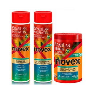 Novex Brazilian Keratin Shampoo, Conditioner and hair Mask Kit