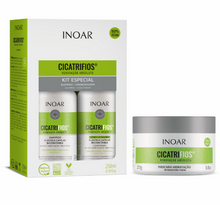 Load image into Gallery viewer, Inoar Cicatrifios Hair Care Kit - Shampoo, Conditioner and Hair Mask
