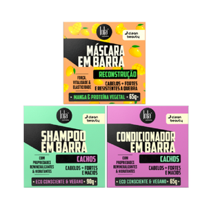 LOLA Em Barra - Solid daily hair care kit for Curly Hair (Shampoo, Conditioner & Hair Mask)