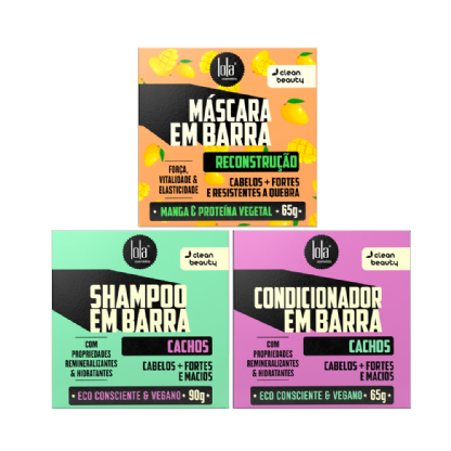 LOLA Em Barra - Solid daily hair care kit for Curly Hair (Shampoo, Conditioner & Hair Mask)