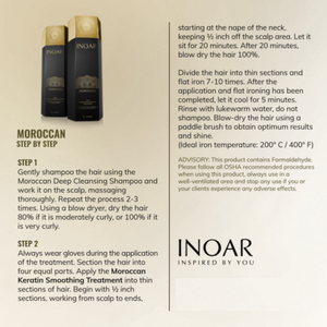 Inoar PROFESSIONAL - Moroccan Keratin Smoothing Treatment - Deep Cleansing Shampoo & Treatment Kit (1 liter x 2)