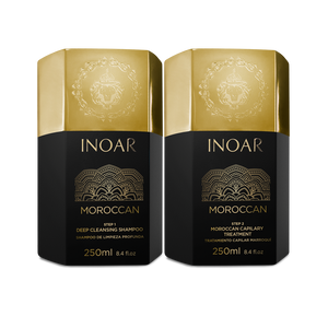 Inoar PROFESSIONAL - Moroccan Keratin Smoothing Treatment - Deep Cleansing Shampoo & Treatment Kit (250ml x 2)