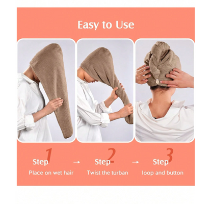 Microfiber Hair Towel Wrap (1 unit random color)  – Super Absorbent, Anti-Frizz Hair Drying Cap for Curly & Wet Hair