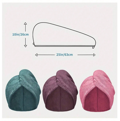 Microfiber Hair Towel Wrap (1 unit random color)  – Super Absorbent, Anti-Frizz Hair Drying Cap for Curly & Wet Hair
