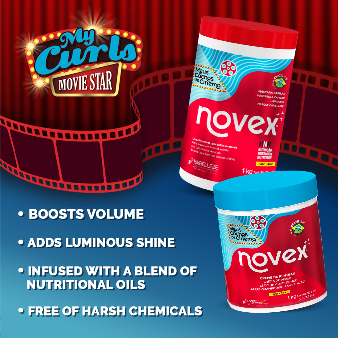 Novex My Curls Movie Star Hair Cream Leave in Conditioner 1kg  for Hydrating & Curl-Defining
