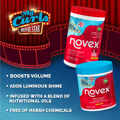 Novex My Curls Movie Star Hair Cream Leave in Conditioner 1kg  for Hydrating & Curl-Defining
