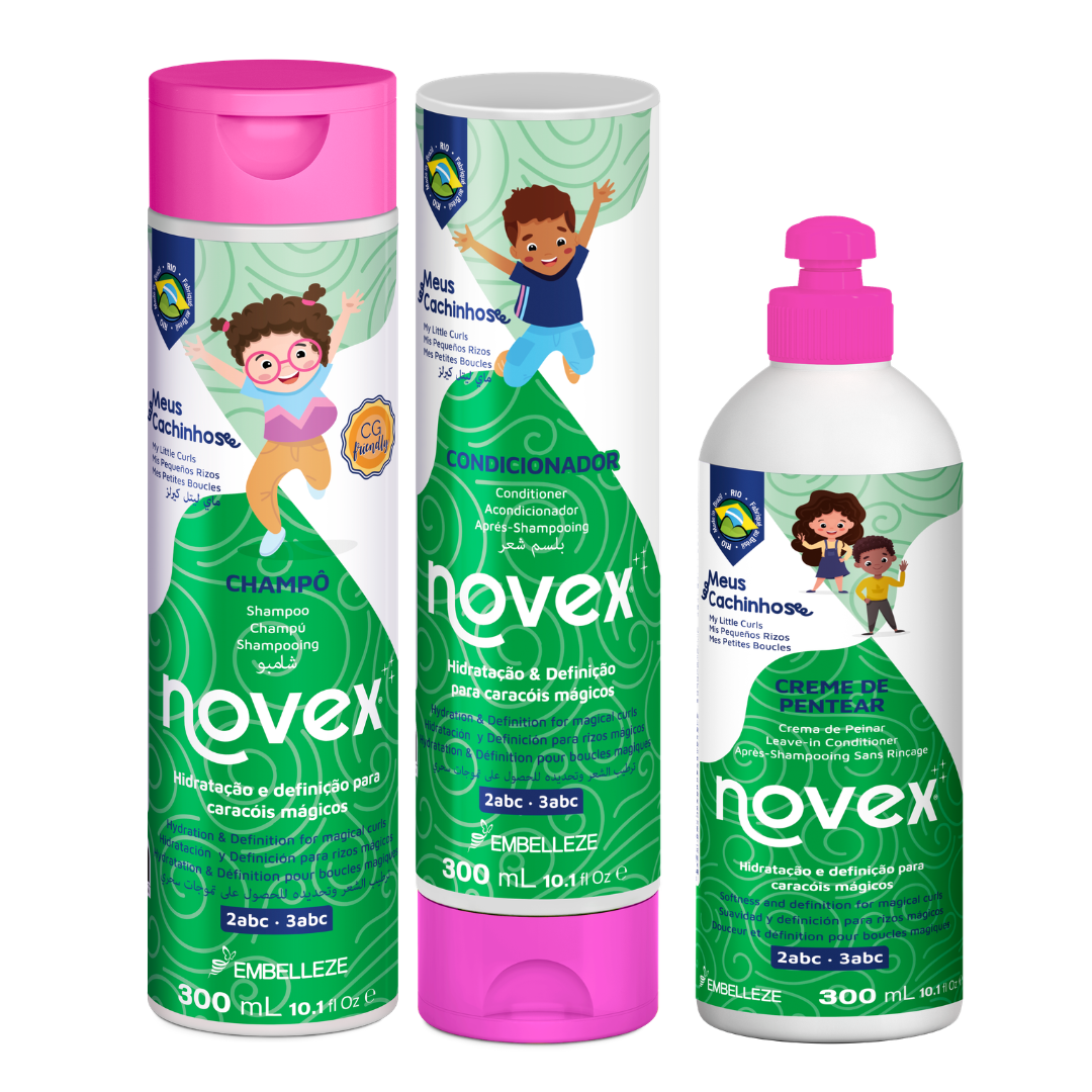 Novex My Little Curls Kit | Shampoo, Conditioner & Detangling Cream for Kids