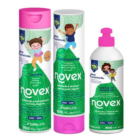 Novex My Little Curls Kit | Shampoo, Conditioner & Detangling Cream for Kids