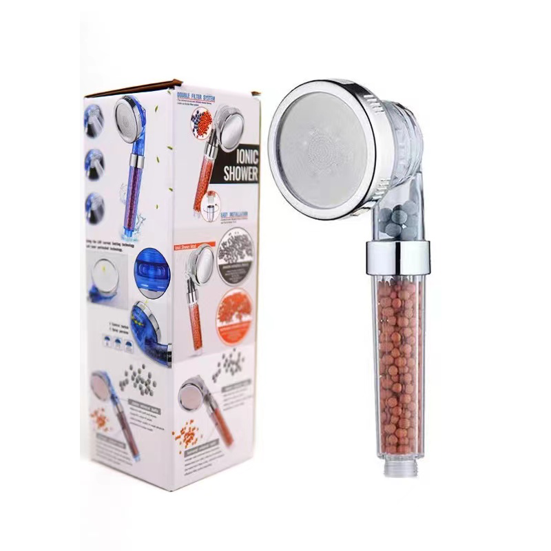 Shower Head Filter With Filter Beads For Hard Water Three-Stage Adjustable Water Pressure Boosting Portable Negative Ions