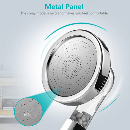 Shower Head Filter With Filter Beads For Hard Water Three-Stage Adjustable Water Pressure Boosting Portable Negative Ions