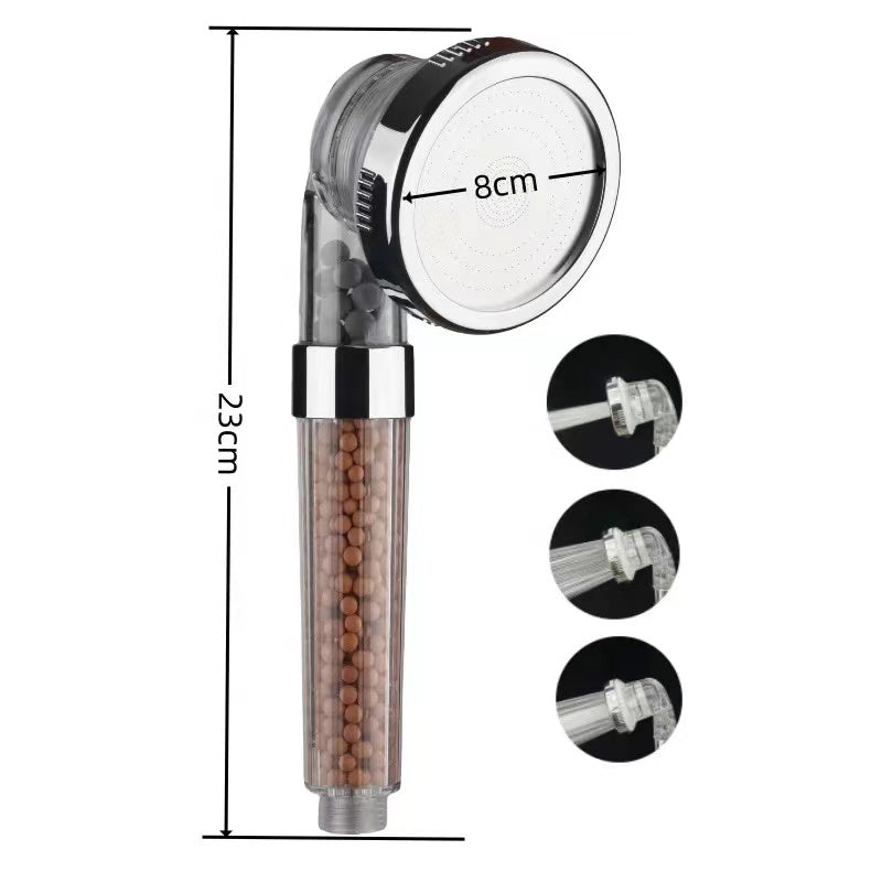 Shower Head Filter With Filter Beads For Hard Water Three-Stage Adjustable Water Pressure Boosting Portable Negative Ions
