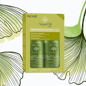 Inoar Argan Oil System Kit - Shampoo, Conditioner, Mask and Leave-in