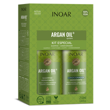 Load image into Gallery viewer, Inoar Argan Oil Shampoo + Conditioner Kit (8.4oz/250ml x 2)
