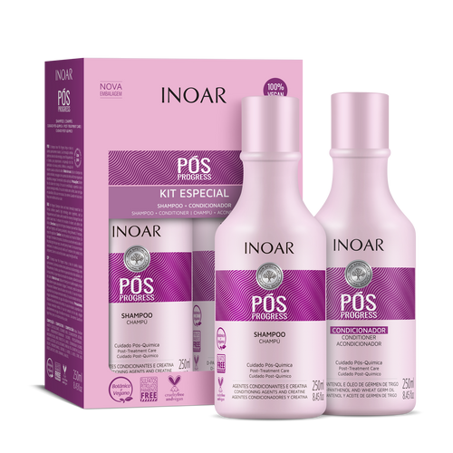 Inoar Pos Progress Shampoo + Conditioner Kit (8.4oz/250ml x 2)